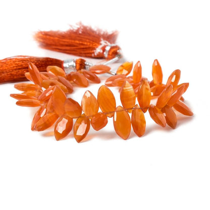 8x5-11x5mm Carnelian Faceted Marquise Beads 7 inch 55 beads