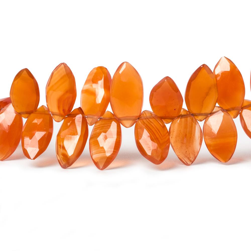 8x5-11x5mm Carnelian Faceted Marquise Beads 7 inch 55 beads