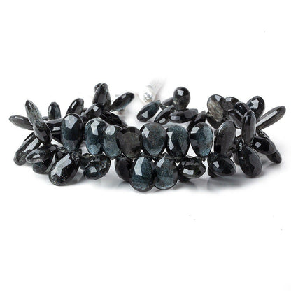 8x5-11x7mm Black Moss Aquamarine Faceted Pear Beads 8 inch 68 pieces AA