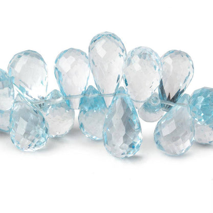 8x5-12x6mm Sky Blue Topaz Tear Drop Briolette 8 inch 66 beads AAA