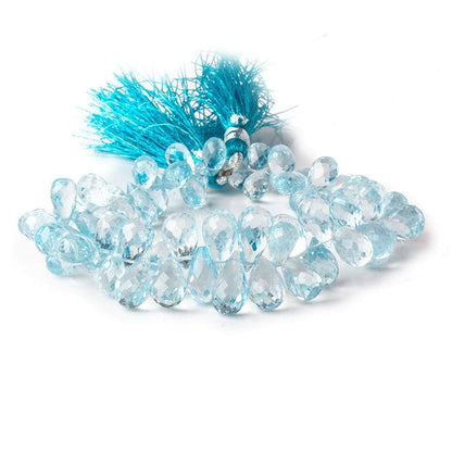 8x5-12x6mm Sky Blue Topaz Tear Drop Briolette 8 inch 66 beads AAA