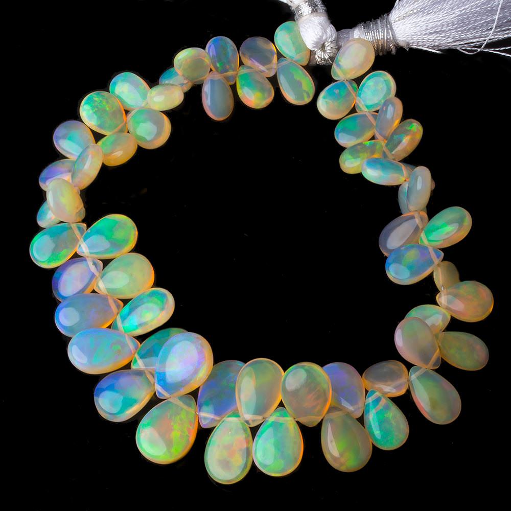 8x5-13x8.5mm Ethiopian Opal Plain Pear Beads 7.5 inch 58 pcs AA Grade