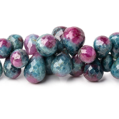 8x5-13x9mm Ruby in Zoisite Faceted Tear Drop Beads 8 inch 72 pieces