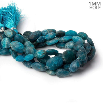 8x5-15x9mm Matte Neon Blue Apatite plain nuggets 7.5 inch 13 beads