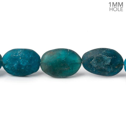 8x5-15x9mm Matte Neon Blue Apatite plain nuggets 7.5 inch 13 beads