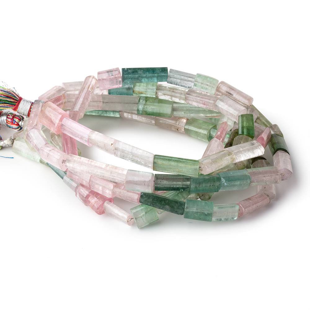 8x5-17x5mm  Afghani Multi Color Tourmaline Plain Tube Beads 16 inch 32 pieces AA