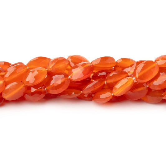 8x5-9x6mm Carnelian Faceted Oval Beads 8 inch 25 pieces