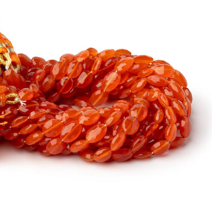 8x5-9x6mm Carnelian Faceted Oval Beads 8 inch 25 pieces
