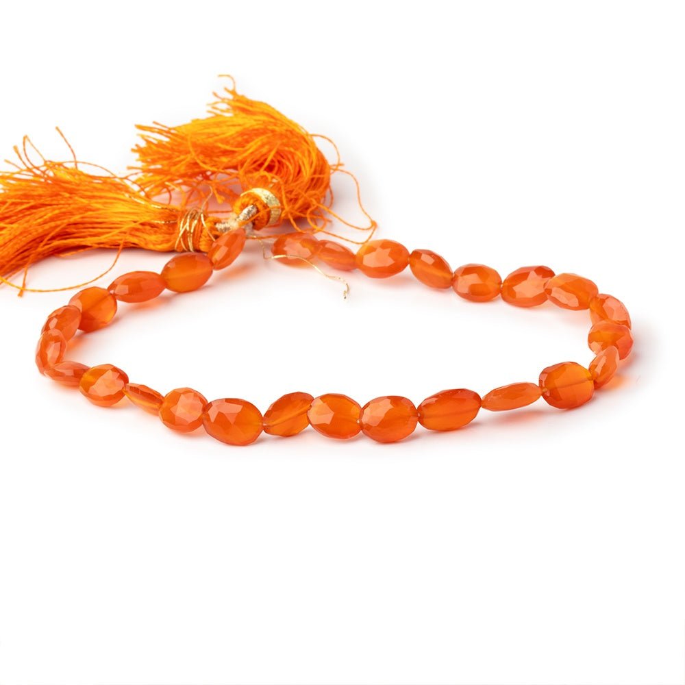 8x5-9x6mm Carnelian Faceted Oval Beads 8 inch 25 pieces