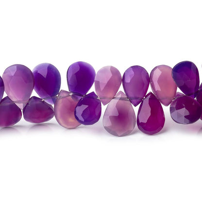 8x5-9x6mm Orchid Purple Chalcedony Faceted Pear Beads 7.5 inch 60 pieces