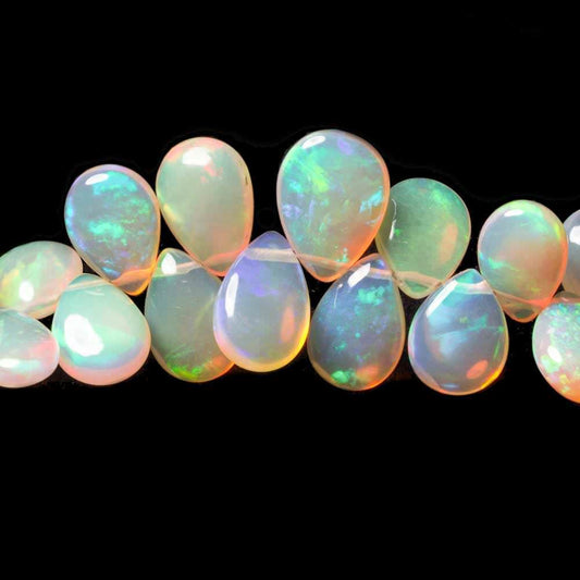 8x5.5-12x8.5mm Ethiopian Golden Opal plain pear beads 8 inch 57 pieces