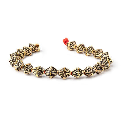 8x5mm Antiqued 22kt Plated Copper Pyramid Square Bead Cap 8 inch 40 pieces