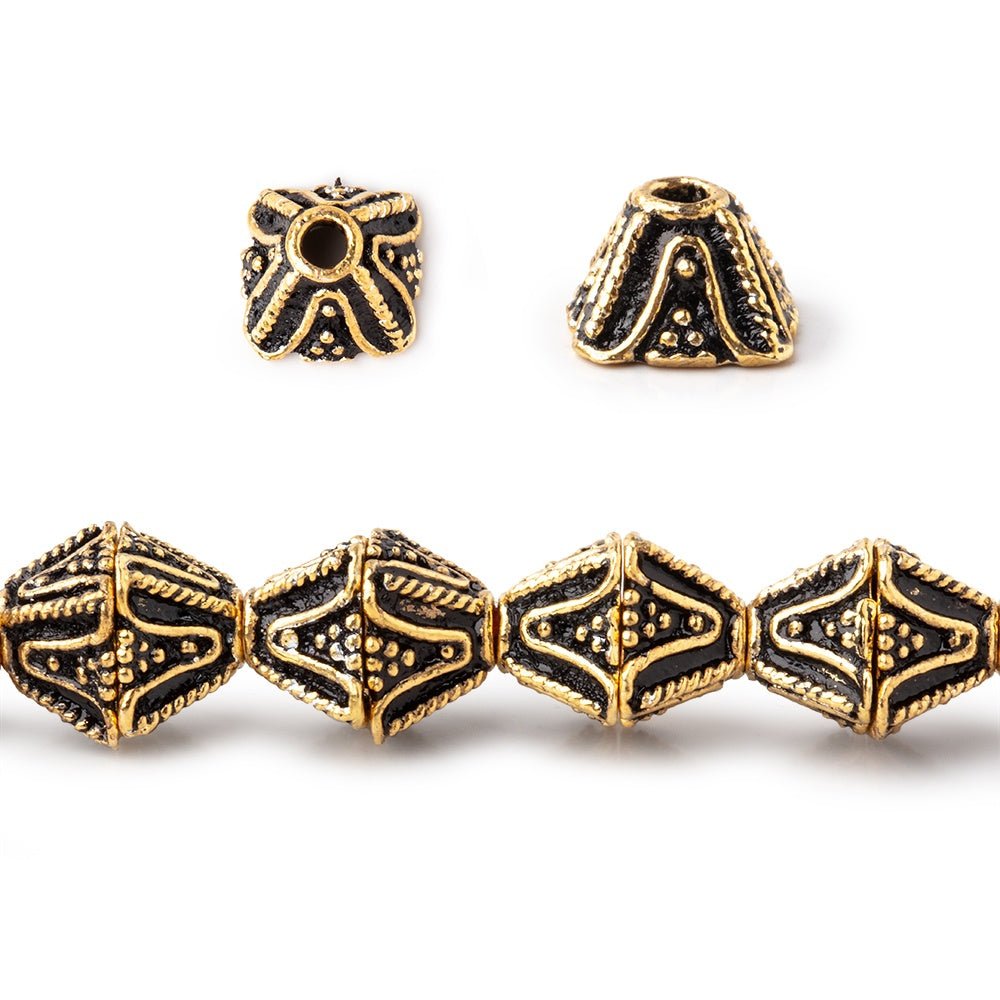 8x5mm Antiqued 22kt Plated Copper Pyramid Square Bead Cap 8 inch 40 pieces