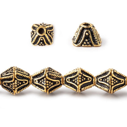 8x5mm Antiqued 22kt Plated Copper Pyramid Square Bead Cap 8 inch 40 pieces