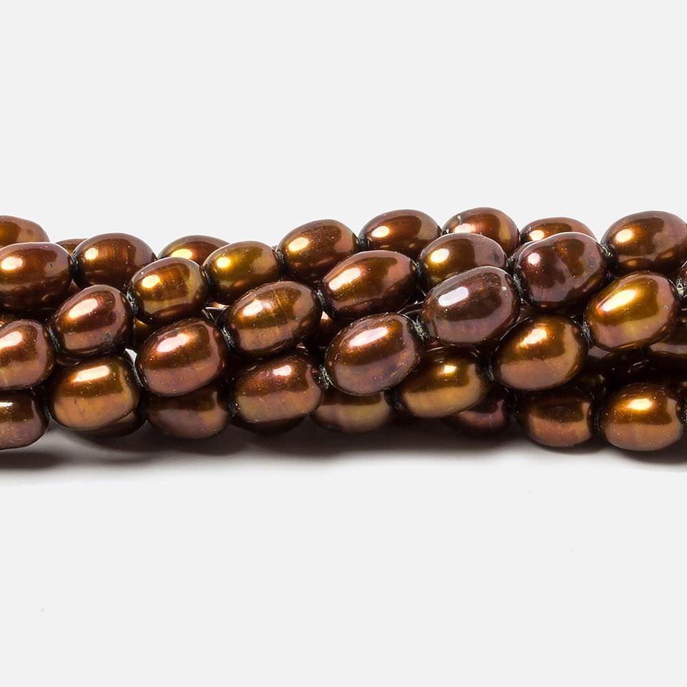 8x5mm Chocolate Brown straight drilled oval pearls 16 inch 55 pieces