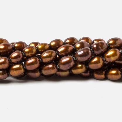 8x5mm Chocolate Brown straight drilled oval pearls 16 inch 55 pieces