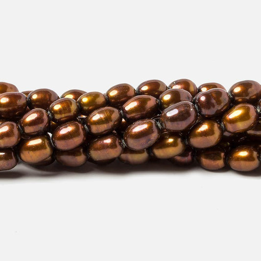8x5mm Chocolate Brown straight drilled oval pearls 16 inch 55 pieces