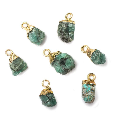 8x5mm Gold Leafed Brazilian Emerald Natural Crystal Focal Pendant 1 piece