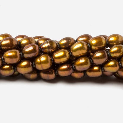 8x5mm Golden straight drilled oval pearls 16 inch 55 pieces