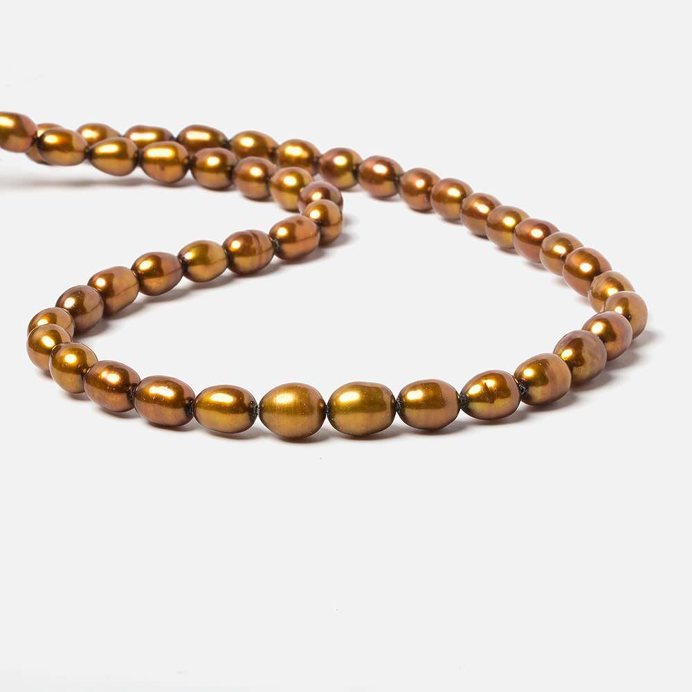 8x5mm Golden straight drilled oval pearls 16 inch 55 pieces