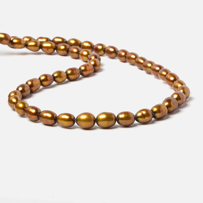 8x5mm Golden straight drilled oval pearls 16 inch 55 pieces