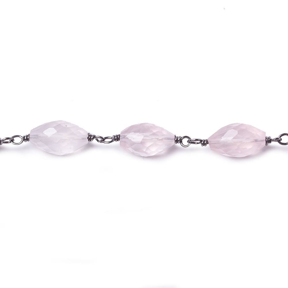 8x5mm Rose Quartz Faceted Marquise Oxidized Silver Chain by the foot 20 pieces