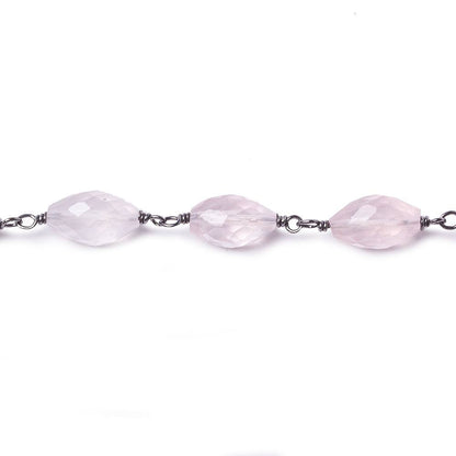 8x5mm Rose Quartz Faceted Marquise Oxidized Silver Chain by the foot 20 pieces