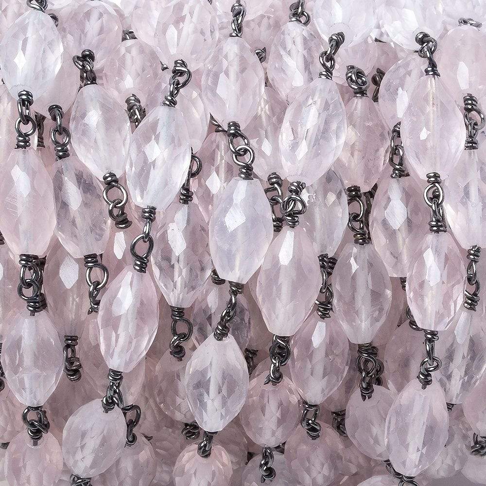 8x5mm Rose Quartz Faceted Marquise Oxidized Silver Chain by the foot 20 pieces