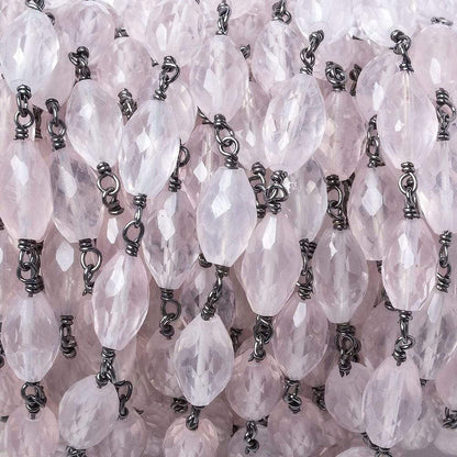 8x5mm Rose Quartz Faceted Marquise Oxidized Silver Chain by the foot 20 pieces