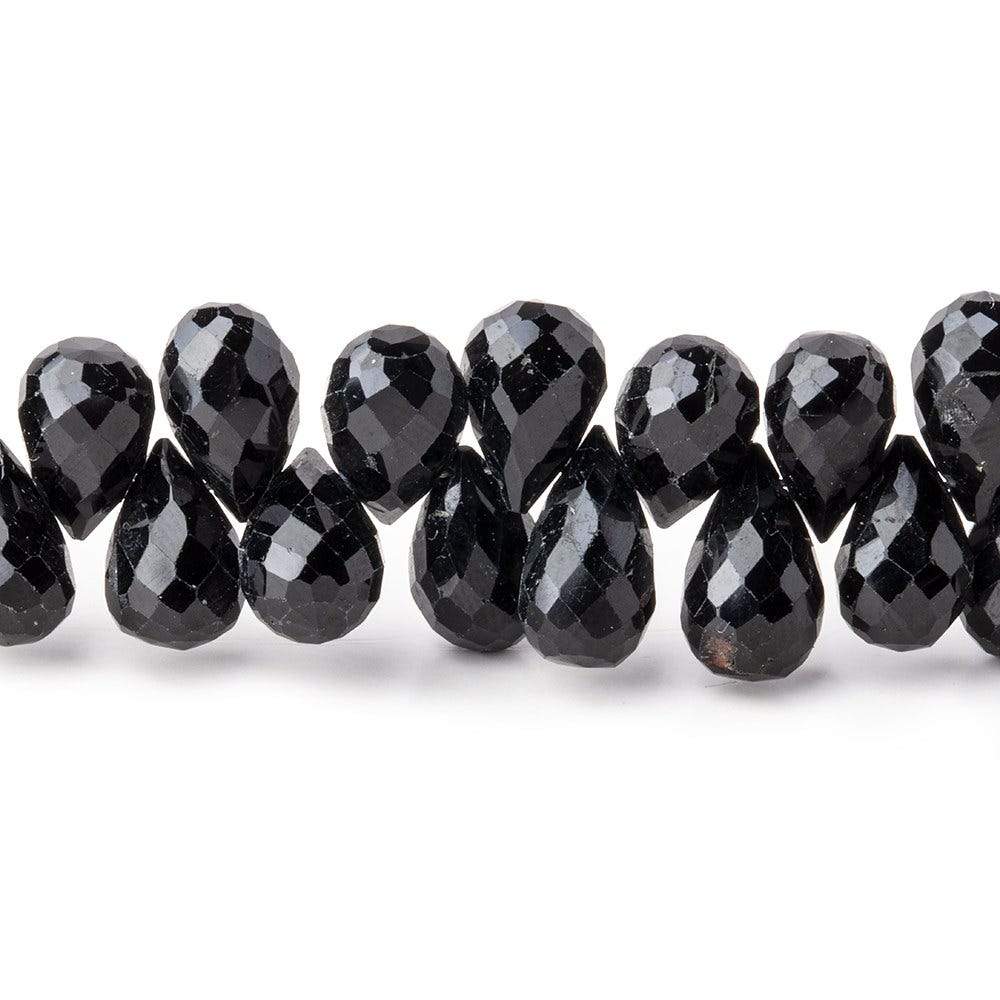 8x6-10x6mm Black Tourmaline Faceted Tear Drop Beads 6.5 inch 48 pieces