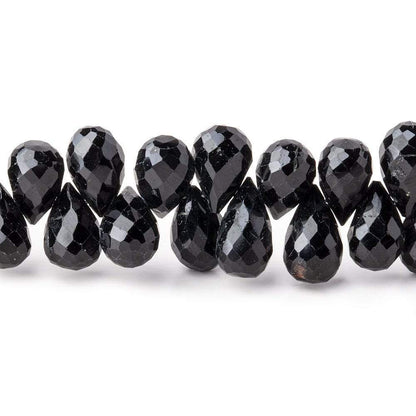 8x6-10x6mm Black Tourmaline Faceted Tear Drop Beads 6.5 inch 48 pieces