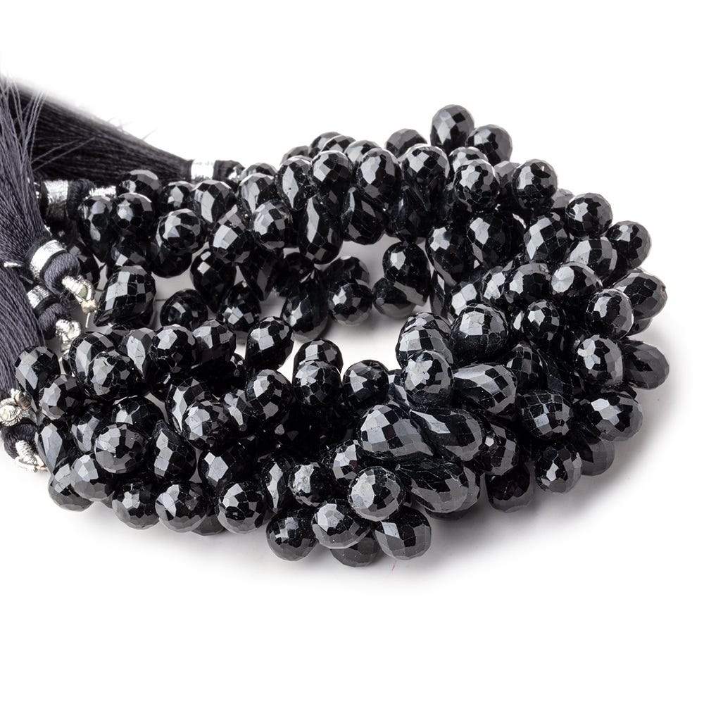 8x6-10x6mm Black Tourmaline Faceted Tear Drop Beads 6.5 inch 48 pieces