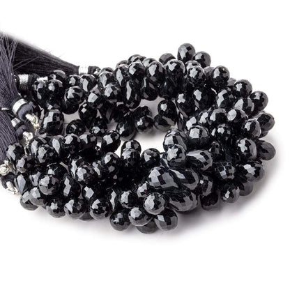 8x6-10x6mm Black Tourmaline Faceted Tear Drop Beads 6.5 inch 48 pieces