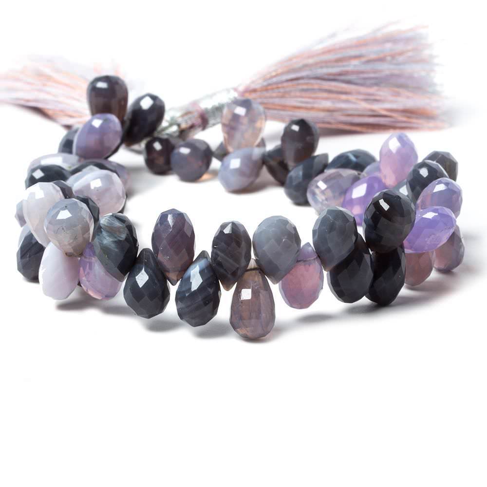 8x6-10x6mm Lilac Chalcedony Beads Tear Drop Briolette 7.5 inch 62 pcs
