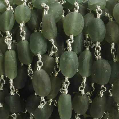 8x6-10x7mm Matte Serpentine plain nugget Silver plated Chain by the foot with approximately 21 pcs