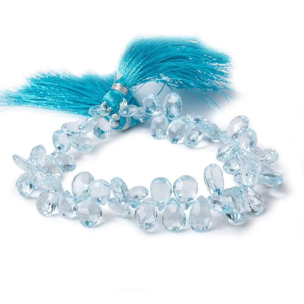 8x6-10x7mm Sky Blue Topaz Pear Briolette 8 inch 62 pieces