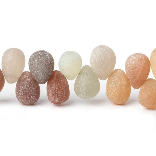 8x6-10x8mm Matte Multi Color Moonstone plain tear drops 8 inch 42 beads A