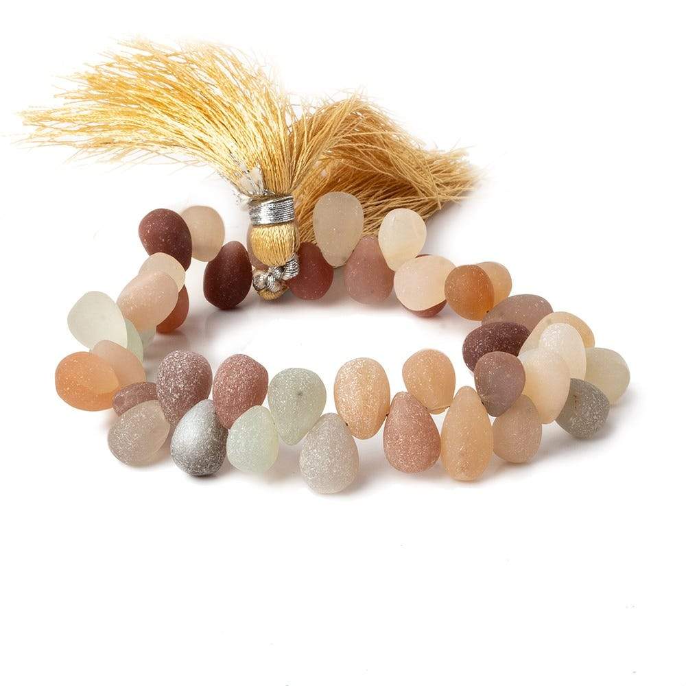 8x6-10x8mm Matte Multi Color Moonstone plain tear drops 8 inch 42 beads A