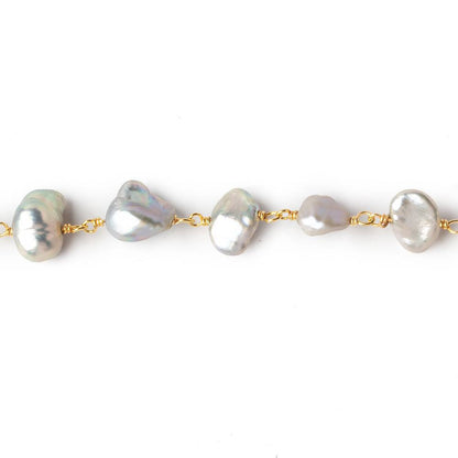 8x6-10x8mm Silver Keshi Freshwater Pearl Vermeil Chain by the foot
