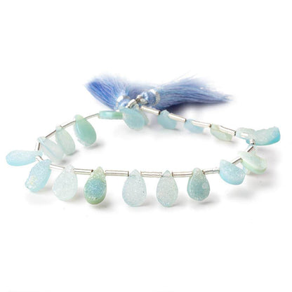 8x6-10x8mm Sky Blue Drusy Agate Pear Beads 8 inch 20 pieces