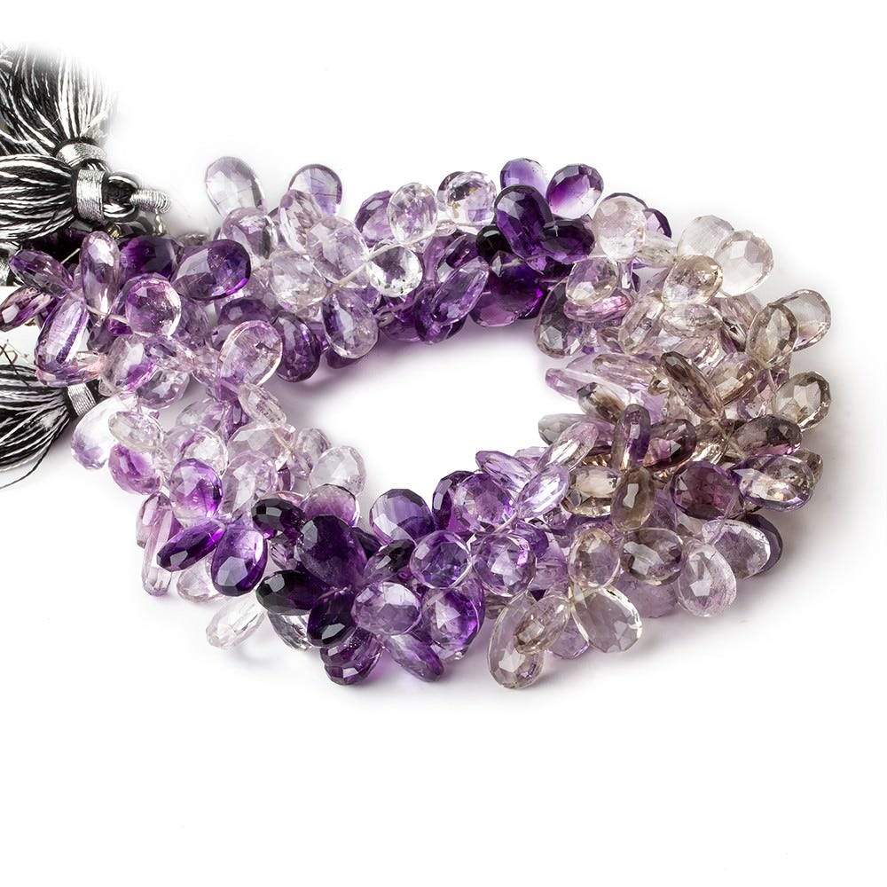 8x6-11x6mm Moss Amethyst Faceted Pear Beads 9 inch 63 pieces