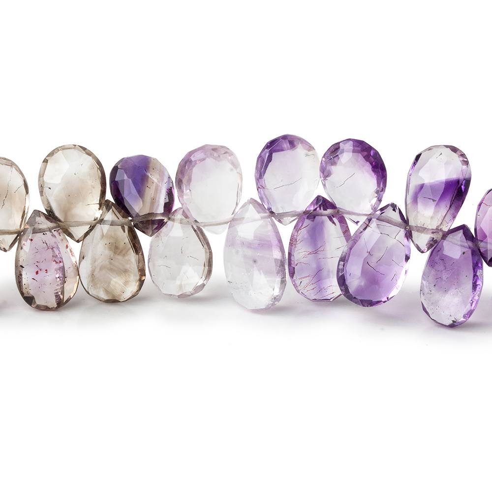 8x6-11x6mm Moss Amethyst Faceted Pear Beads 9 inch 63 pieces