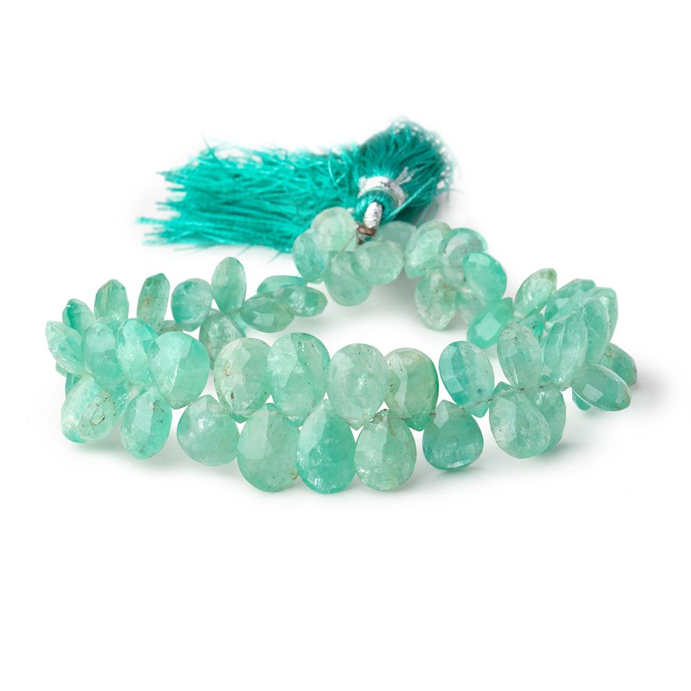 8x6-11x7mm Emerald Faceted Pear Beads 7.75 inch 56 pieces