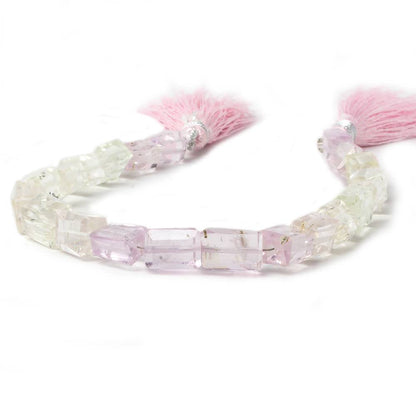 8x6-11x7mm Hiddenite & Kunzite faceted rectangle nuggets 8 inch 21 beads