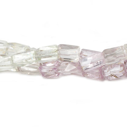 8x6-11x7mm Hiddenite & Kunzite faceted rectangle nuggets 8 inch 21 beads