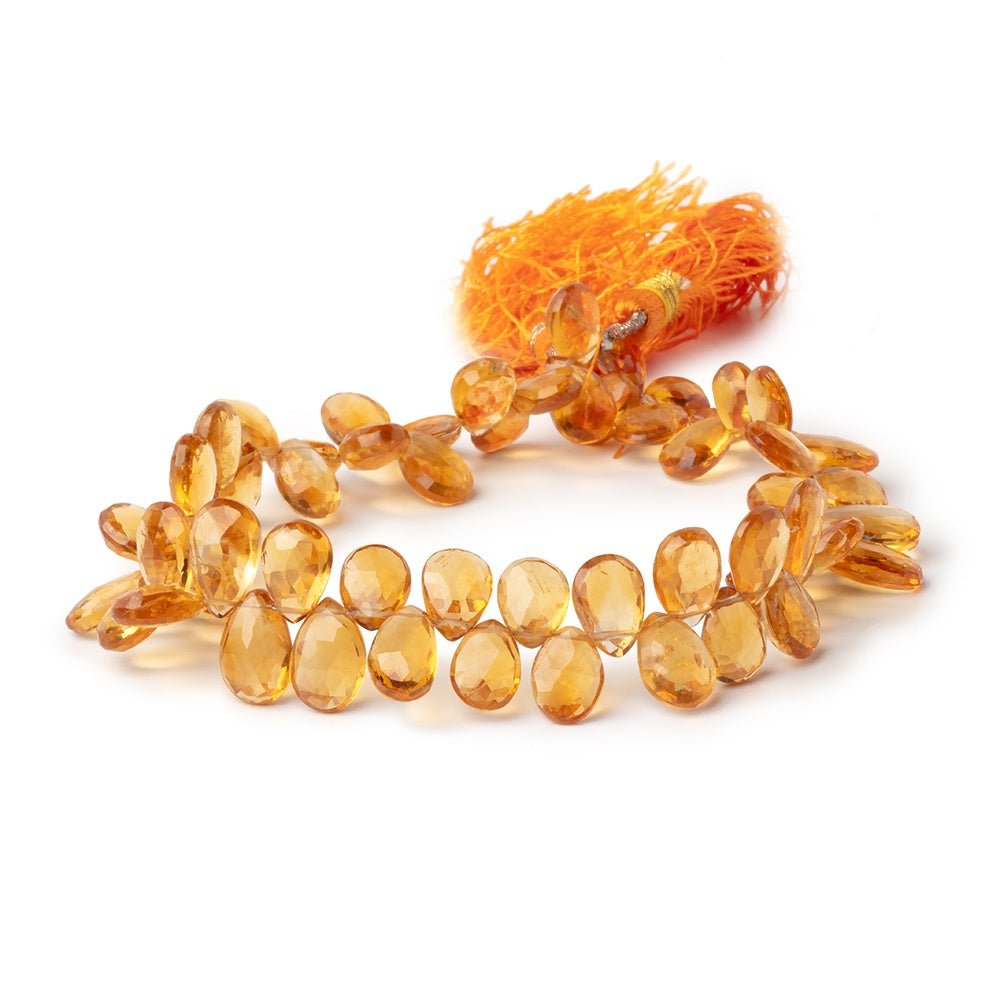 8x6-11x7mm Madeira Citrine Faceted Pear 8.5 inch 60 Beads