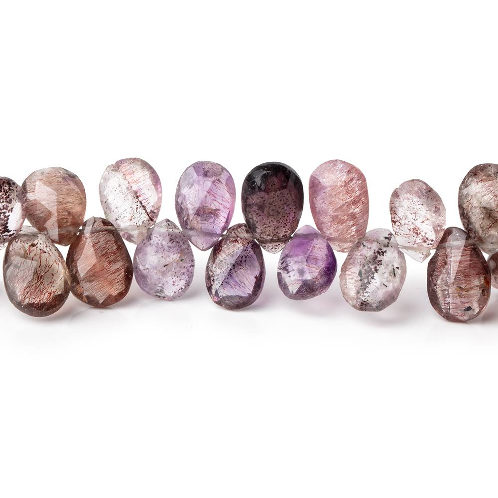 8x6-11x7mm Moss Amethyst Faceted Pear Beads 8 inch 57 pieces