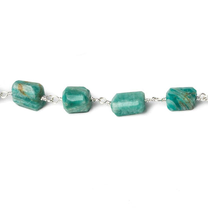 8x6-11x7mm Russian Amazonite nugget .925 Silver Chain by the foot 20 beads