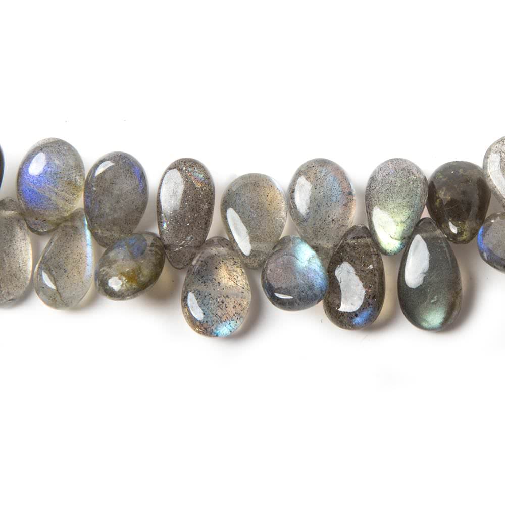 8x6-12x6mm Labradorite Beads Plain Pear 8 inch 51 pieces