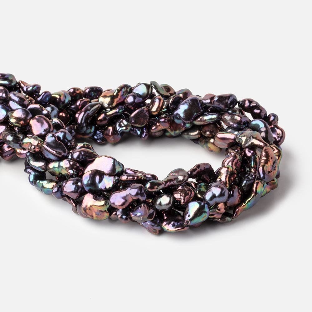 8x6-12x8mm Peacock Straight Drilled Keshi Freshwater Pearls 16 inch 26 Beads